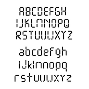 数字字体。闹钟字母。数字表和其他电子设备的数字和字母设置。矢量字母表隔离