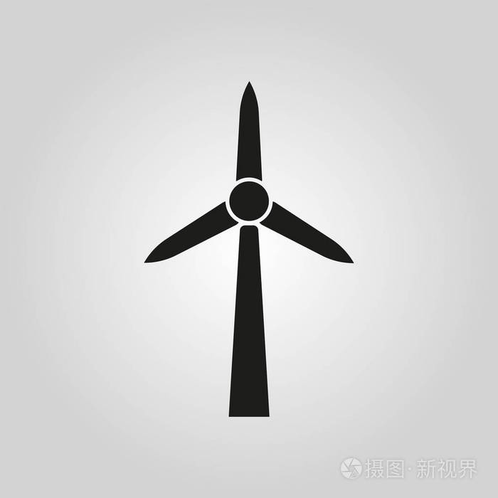 风车图标.电力和可再生能源,发电机,生态标志.平面设计.股票-矢量图
