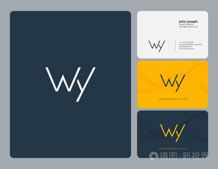 联合wy字母标志名片模板矢量
