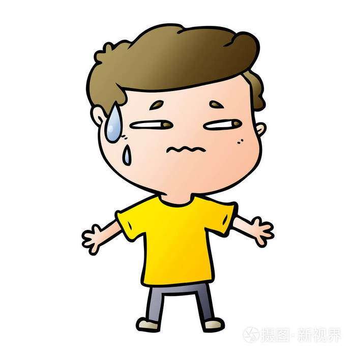 卡通焦虑人的矢量插图