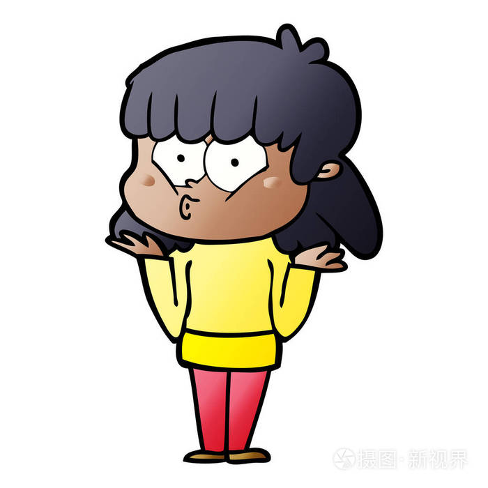 卡通口哨女孩的矢量插图