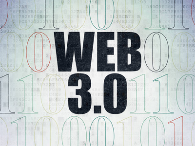 Web 发展理念 Web 3.0 数字数据纸张背景上