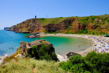 保加利亚海滩 Bolata 海湾附近 Kaliakra 海角在黑海