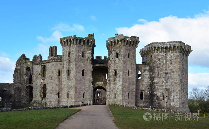 拉格伦城堡在monmouthshire威尔士与它的气势塔
