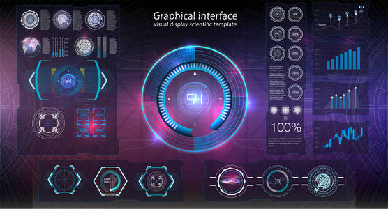 平视显示器背景外层空间。图表元素。数字数据，业务抽象背景。图表元素。未来的用户界面