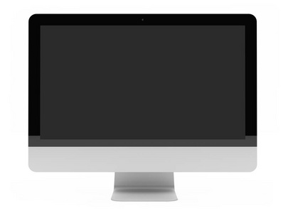 现代计算机屏幕在白色背景 3d 渲染