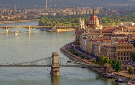 布达佩斯匈牙利城市景观，阳光明媚