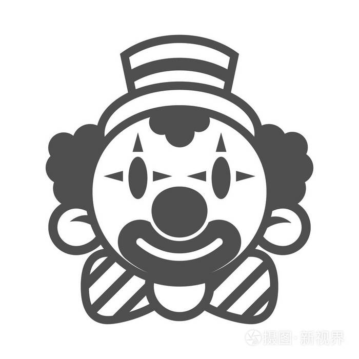 小丑生日狂欢派对周年纪念微笑卡通快乐图标标志头符号插图设计