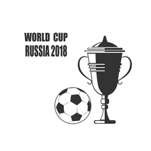 矢量插图。标志足球杯子在橄榄球2018俄国。基于背景的现代抽象和图案的横幅图形设计集