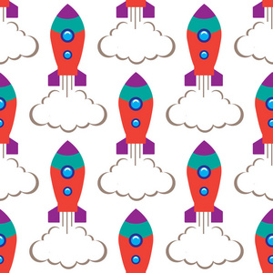 s space rocket on white background, vector illustration. Modern 