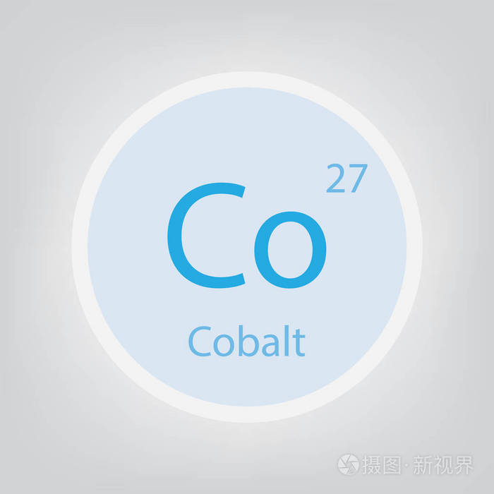 钴 Co 化学元素图标-矢量图解