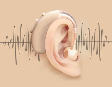耳朵后面的助听器。在声波模式背景下的耳声放大器。耳聋和听力丧失。耳鼻咽喉的治疗和修复术。医学现实的对象。矢量