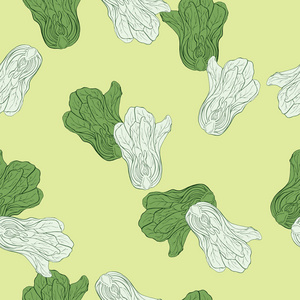 绿色卷心菜无缝图案背景矢量图设计