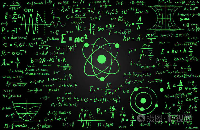 黑板上刻有科学的公式和计算的物理和数学.