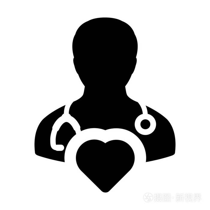 医生图标矢量心脏符号为心脏病专家男性专科医生简介头像在字形象形