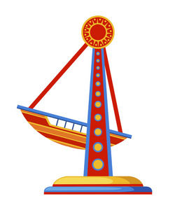 多彩的海盗船骑。游乐园的概念。在白色背景上隔离的矢量插图。网站页面和移动应用程序设计