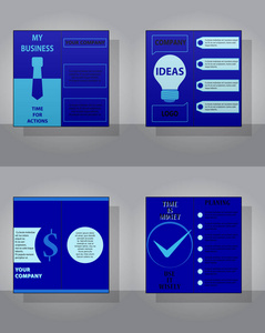 一套矢量小册子传单设计布局模板, 大小 A4, 首页和后页, 图表。易于使用和编辑
