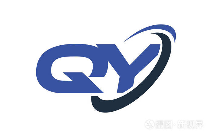 qy标志swosh椭圆蓝字矢量概念