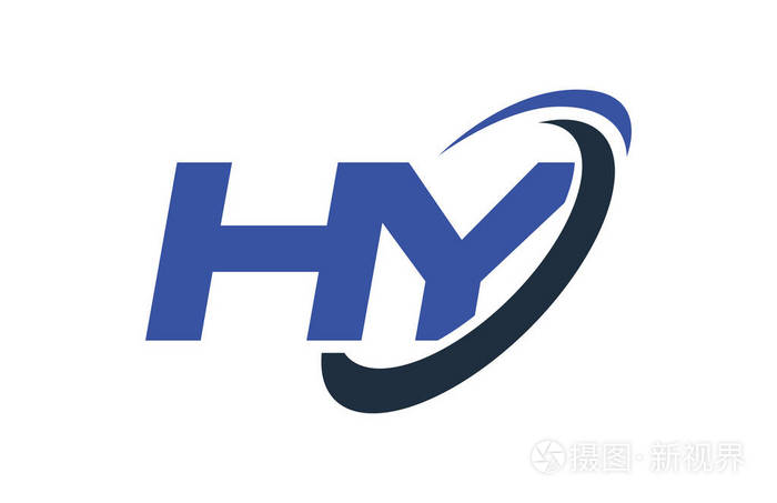 hy标志swosh椭圆蓝字矢量概念