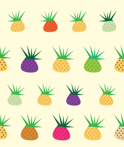 卡通菠萝水果背景向量