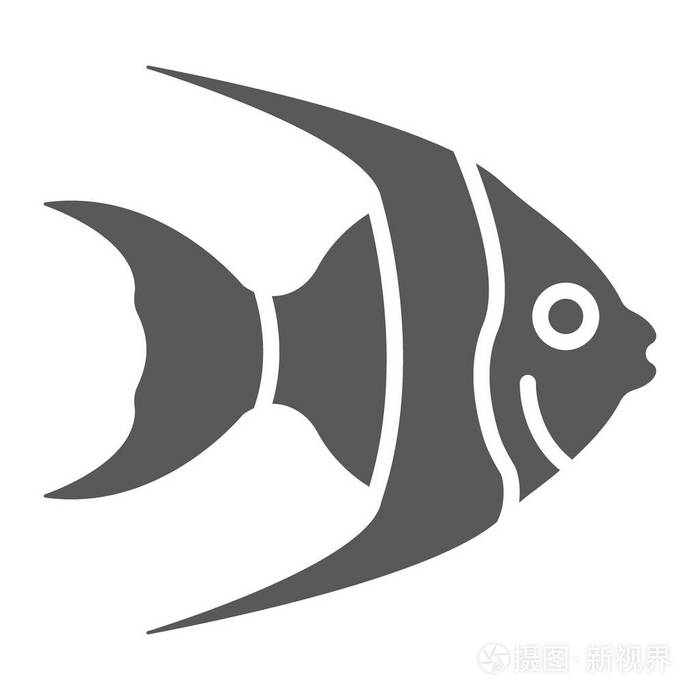 热带鱼类标志符号 动物和水下 水生标志矢量图形 在白色背景上的