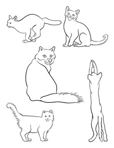 猫线艺术03矢量插图。 很好地用于符号标志，网页图标，吉祥物标志着色或任何你想要的设计。