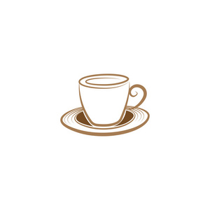 简单独特的咖啡杯标志设计矢量模板。 矢量咖啡店标志插图设计模板白色背景。