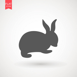 复活节兔子剪影在白色背景被隔绝了。卡通矢量元素。动物