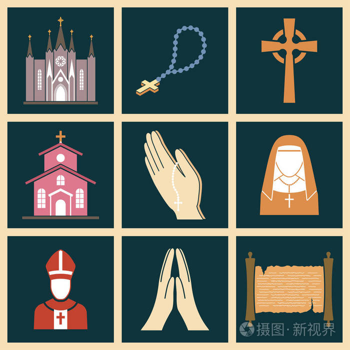 基督教宗教矢量 religionism 传统神圣标志剪影的平面