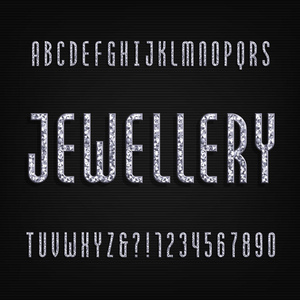 钻石水晶字母字体。 豪华珠宝字母和数字。 股票矢量字体。