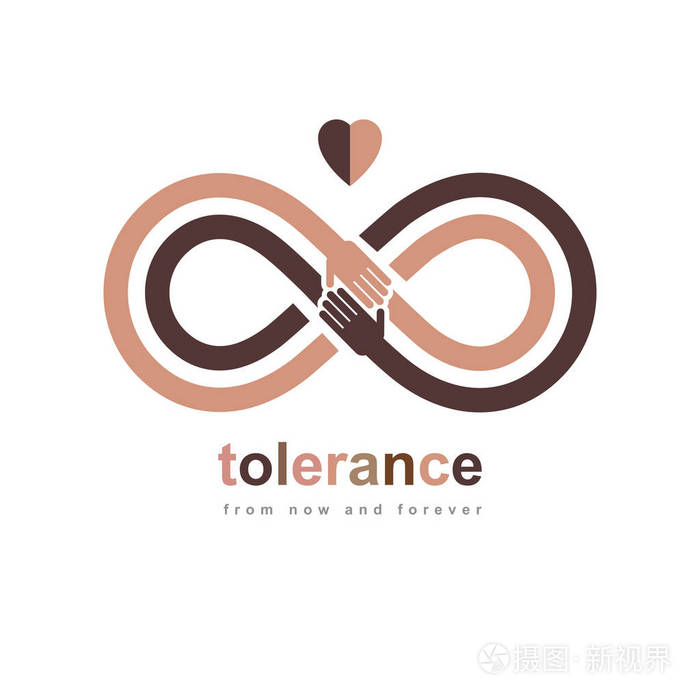 种族容忍概念符号马丁路德金日零容忍矢量符号创建的无限循环符号和