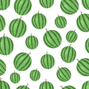 一片成熟的西瓜和葵花籽的无缝图案。 矢量插图