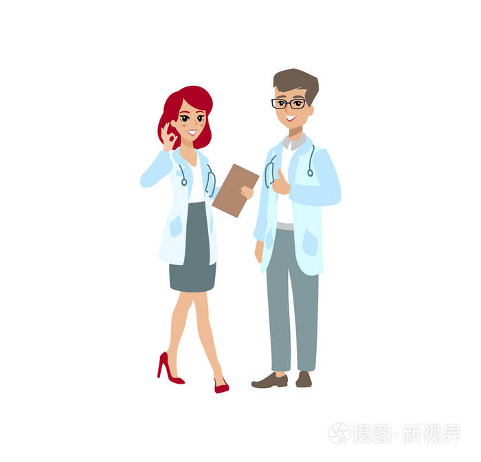 卡通插图.医疗保健概念的创造者.对军医人士