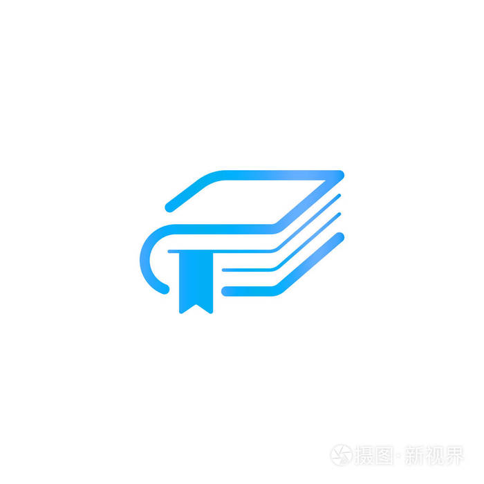 书店蓝线艺术图标白色背景, 简约主义