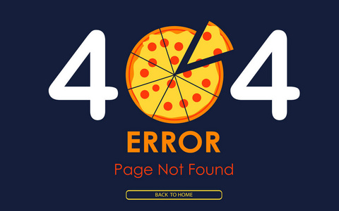 404错误页面未找到矢量比萨饼图形背景