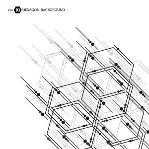 六角商业模式。科学医学研究。六边形结构格子。几何抽象背景。化学科技理念。矢量插图