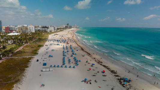 迈阿密南海滩的鸟瞰图。