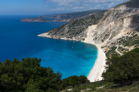 令人惊叹的景观Myrtos海滩凯法洛尼亚爱奥尼亚群岛希腊