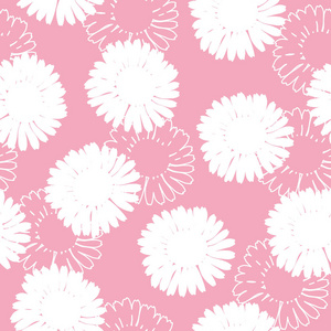 花的背景。 粉红色背景上白色花朵的无缝图案。 它可用于包装礼品，登记笔记本，日记，瓷砖，织物背景。 矢量图像。