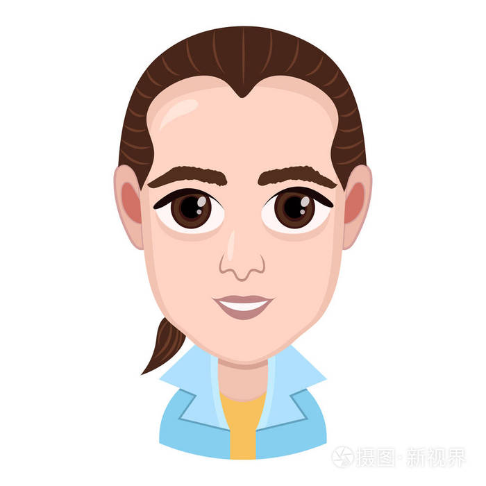 卡通人物矢量画人像男人男性微笑面部表情人物头像图标贴纸长头发的