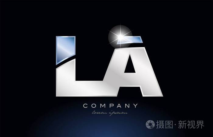 金属蓝色字母lal商标公司图标设计