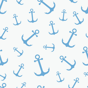 简单的海洋主题图形无缝模式。船用包装纸纹理的锚定设计。海洋矢量背景, 重复墙纸