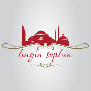 伊斯坦布尔圣索菲亚清真寺标志图标和符号矢量插图