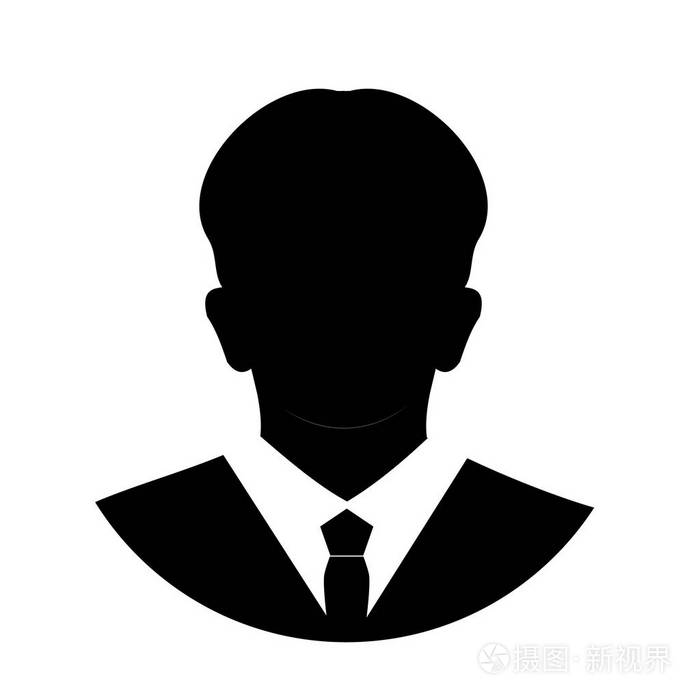 配置文件匿名人脸图标. 灰色的剪影人. 男性商人简介默认化身.