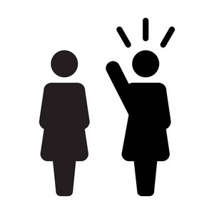 领袖图标矢量女性公共演说者标志领导用举手象形文字插图