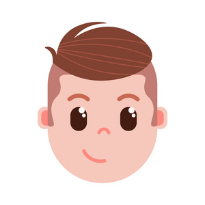 男孩头像 emoji 表情人物图标, 面部表情, 头像人物, 男人狡猾的面孔与不同的男性情感概念。平面设计