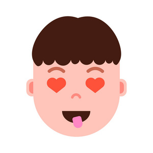 男主角 emoji 表情人物图标, 面部表情, 头像人物, 人心在眼脸上有着不同的男性情感概念。平面设计