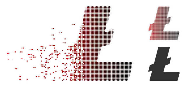 断开的像素半色调 Litecoin 图标