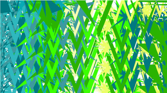 简单的背景，一种极简的绿色和蓝色抽象的纹理，各种雕刻，粘贴，尖锐，不同的明亮三角形和曲折的线条，几何形状。 矢量图。
