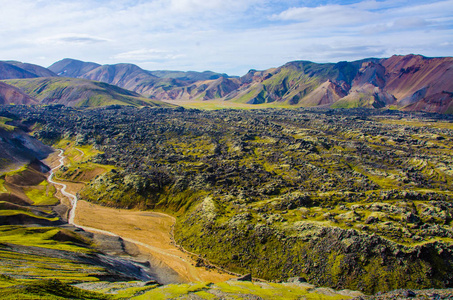 冰岛的兰德曼纳劳加惊人的景观